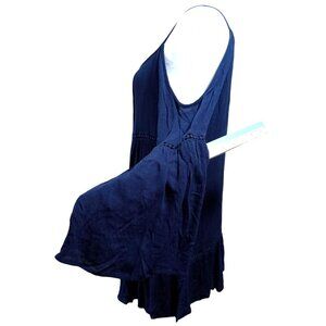 Paper Crane Womens Navy Blue Spaghetti Strap Off Shoulder Long Flare Sleeve Dres